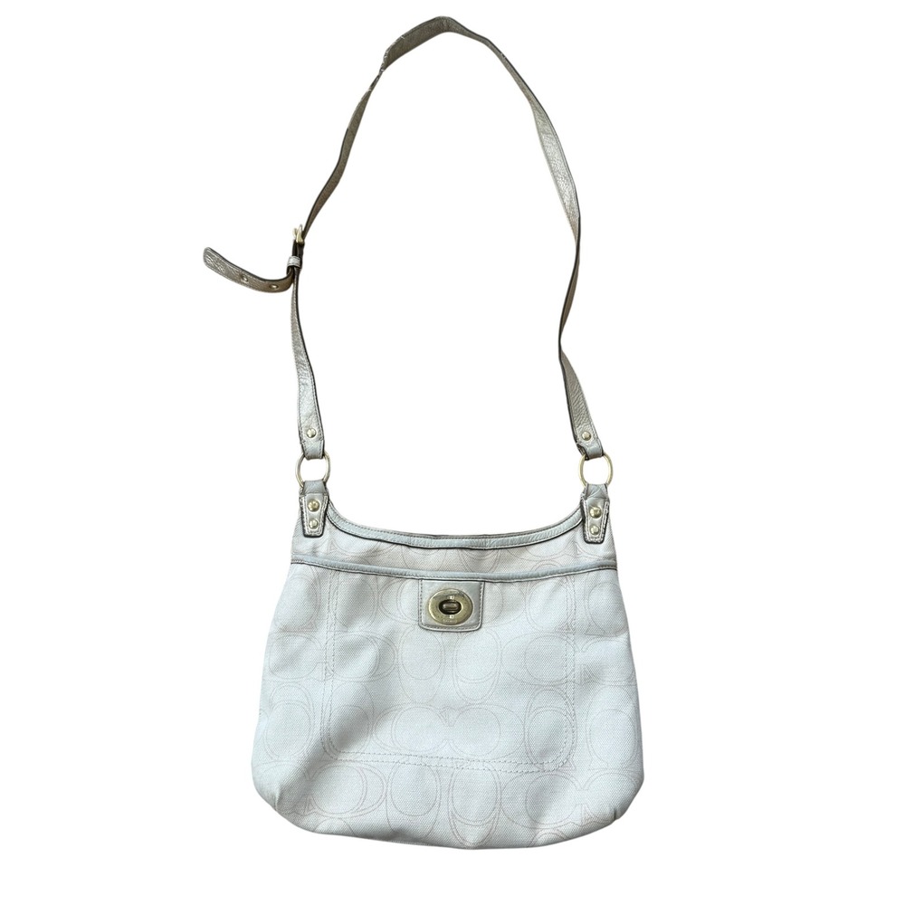 Coach Penelope Crossbody Purse Linen Signature Gold Leather Trim B1259-F19260 OS